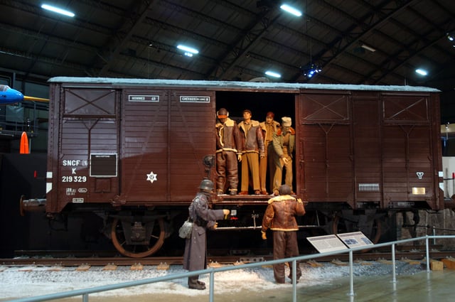 Representation of a "Forty-and-eight" boxcar used to transport American POWs in Germany during World War II.