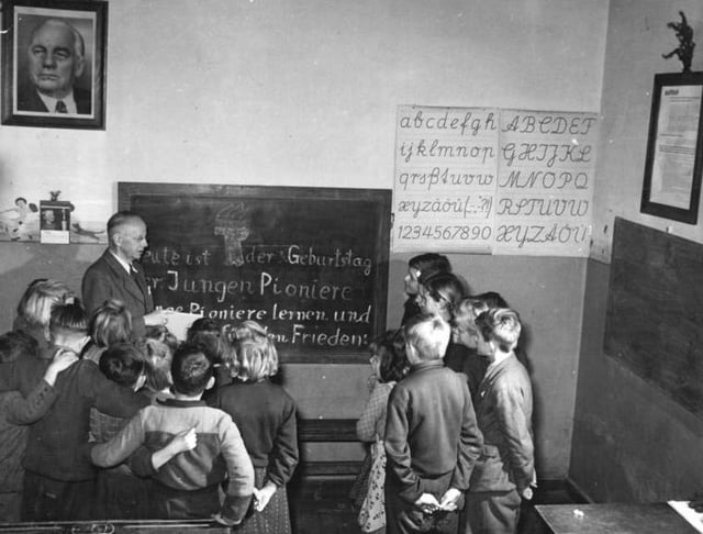 GDR "village teacher", a teacher teaching students of all age groups in one class in 1951