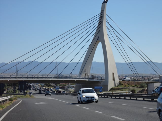 Cable-stayed bridge of the Monserrato University Campus interchange SS 554