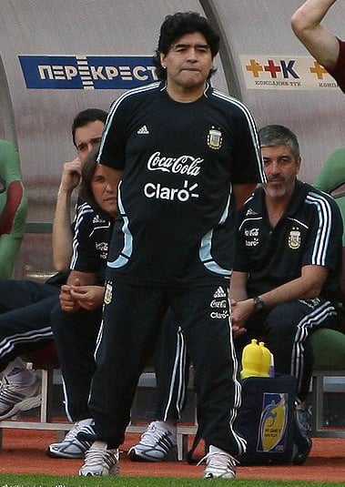 Maradona as coach of Argentina in 2009.