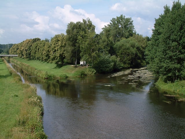 The Donauzusammenfluss, or "Danube confluence", where the Breg and Brigach unite to form the Danube in Donaueschingen, Germany