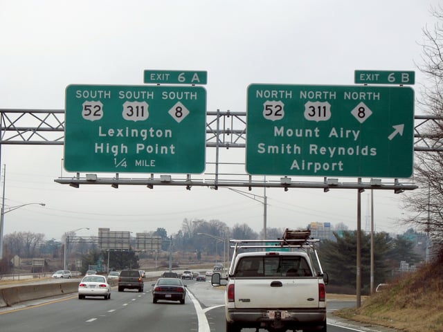 Business Interstate 40 at the US 52 interchange in downtown Winston-Salem