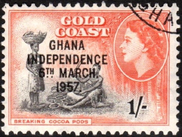 A postage stamp of Gold Coast overprinted for Ghanaian independence in 1957