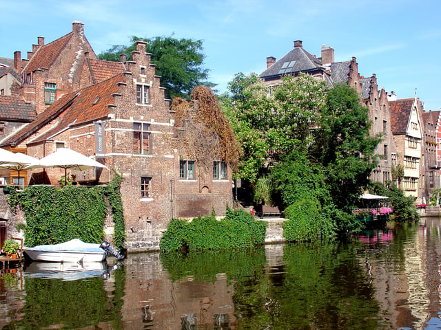 Buildings along the Leie river in the city of Ghent