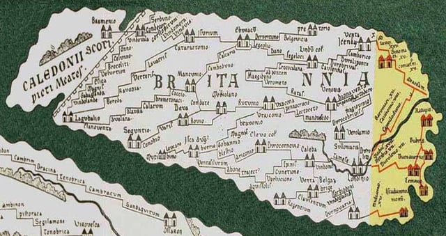 Britannia as shown on the Tabula Peutingeriana (copy from 1897)
