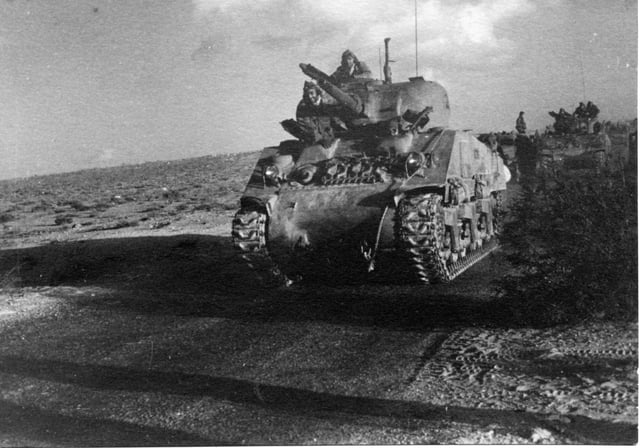 Palmach M4 Sherman tank leading a convoy.