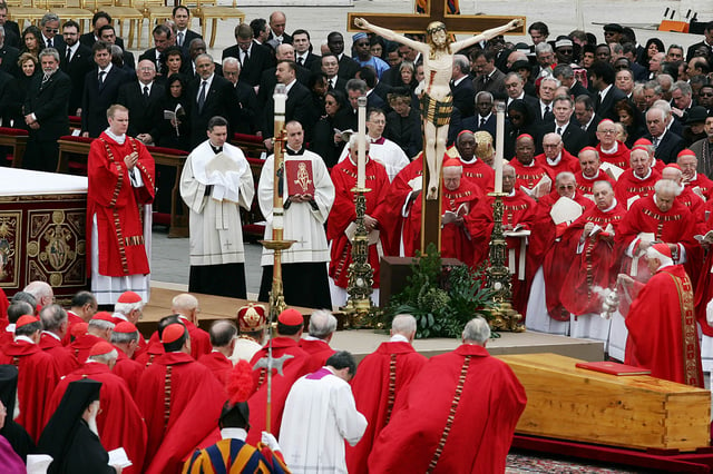 Funeral of Pope John Paul II at the Vatican in April 2005, presided over by Cardinal Ratzinger, the future Pope Benedict XVI