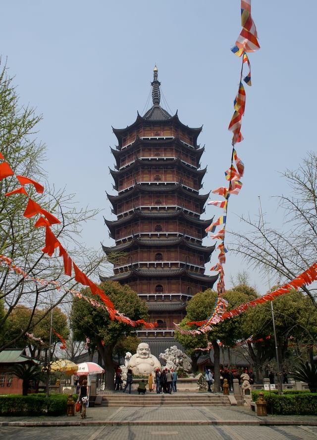 The Beisi Pagoda of Suzhou, built between 1131 and 1162 during the Song dynasty, 76 m (249 ft) tall.
