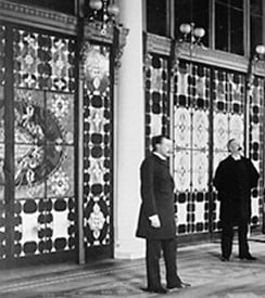 Entrance Hall in 1882, showing the new Tiffany glass screen