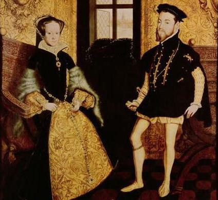 Philip and Mary I, during whose reign Elizabeth was heir presumptive