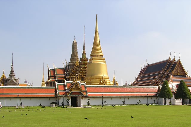 Wat Phra Kaeo in the Grand Palace is among Bangkok's major tourist attractions.