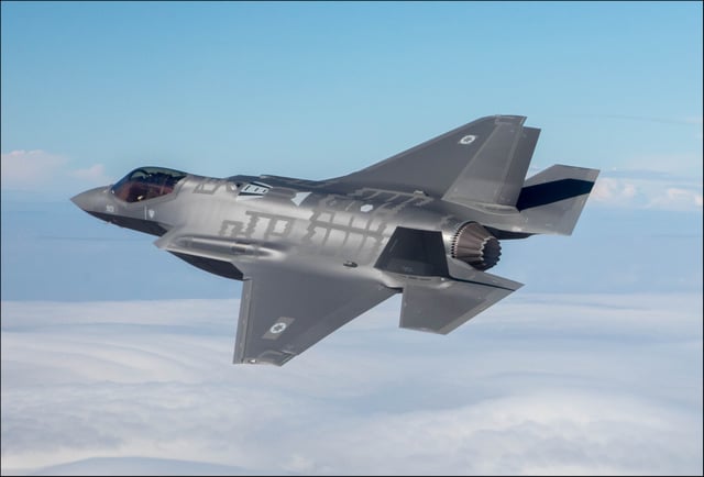 Israeli Air Force F-35I Adir. It was operational with the IAF in 2018 and performed the first airstrikes with the aircraft type.