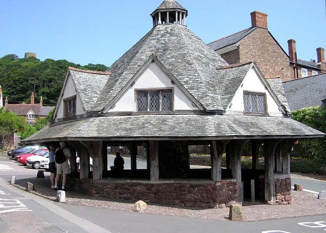 The Dunster Yarn Market was built in 1609 for the trading of local cloth.