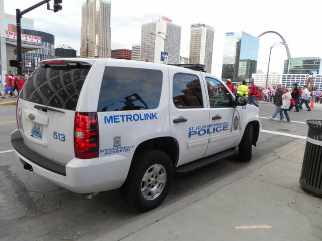 A Chevrolet Tahoe of SLMPD's MetroLink patrol unit