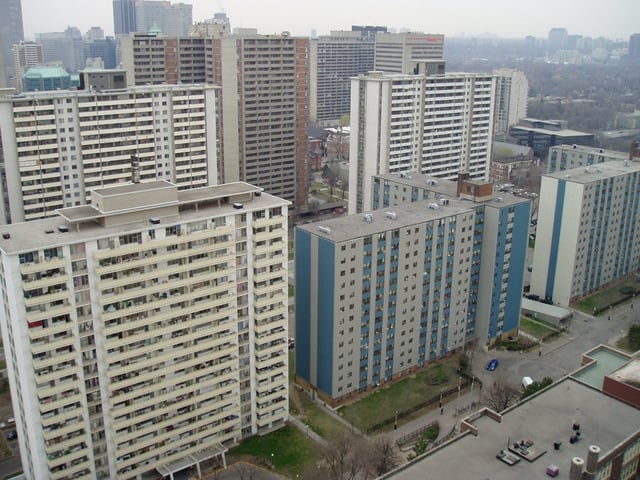 Low-income housing of the St. James Town neighborhood in Toronto, Ontario, Canada