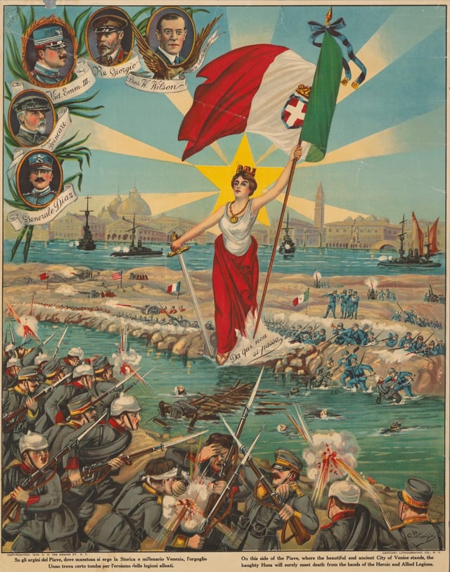 Italian propaganda poster depicts the Battle of the Piave River