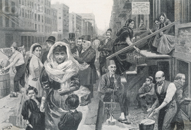 Syrian immigrants in New York City, as depicted in 1895