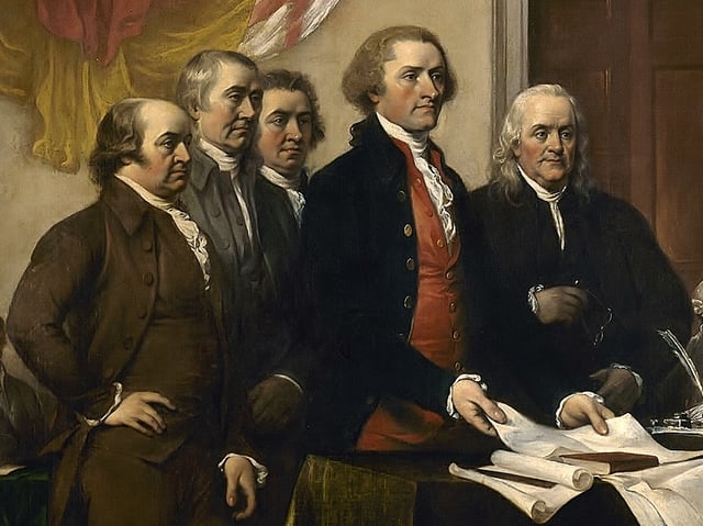 A Committee of Five, composed of John Adams, Thomas Jefferson, Benjamin Franklin, Roger Sherman, and Robert Livingston, drafted and presented to the Continental Congress what became known as the U.S. Declaration of Independence of July 4, 1776.