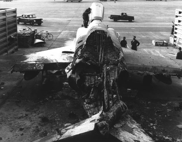USAF F-4 Phantom II destroyed on 18 February 1968, during the enemy attack against Tan Son Nhut, during the Tet Offensive