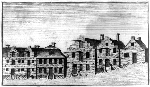 This 1789 etching shows the Dutch influence on the architecture of early Albany.