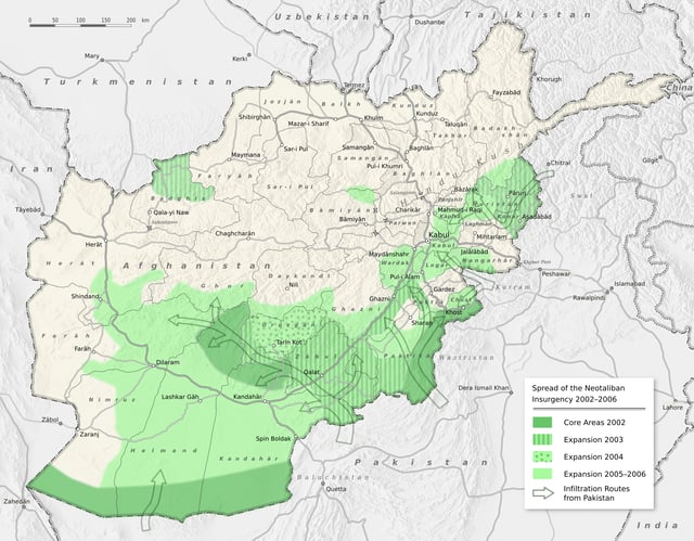 Development of a then-small Taliban insurgency in 2002 until 2006, the year which saw an escalation in Taliban attacks