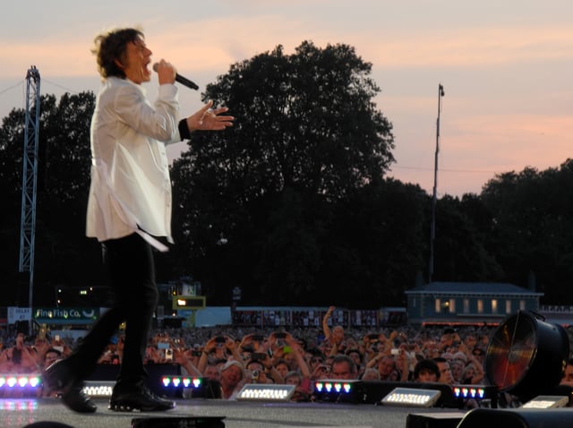 Jagger performing with the Stones at Hyde Park, London in July 2013