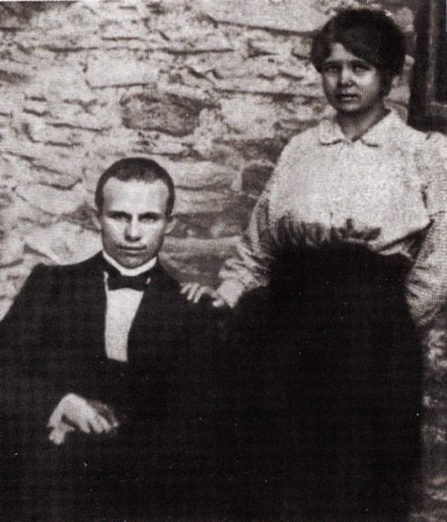 Khrushchev and his first wife Euphrasinia (Yefrosinia) in 1916