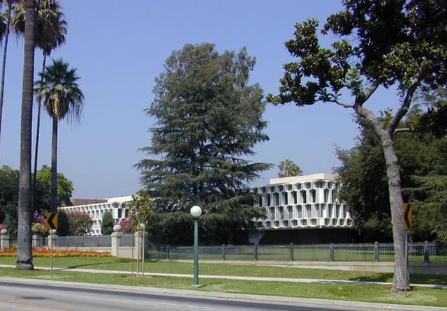 The former campus of Ambassador College is now Maranatha High School and Harvest Rock Church.
