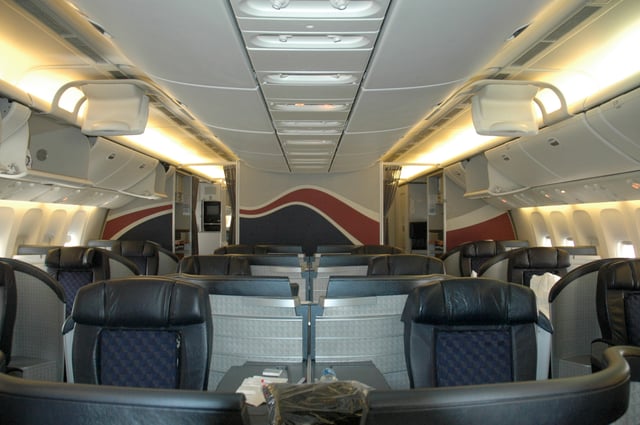 Former First class on American Airlines 777-200 at Dallas/Fort Worth Airport, 2013