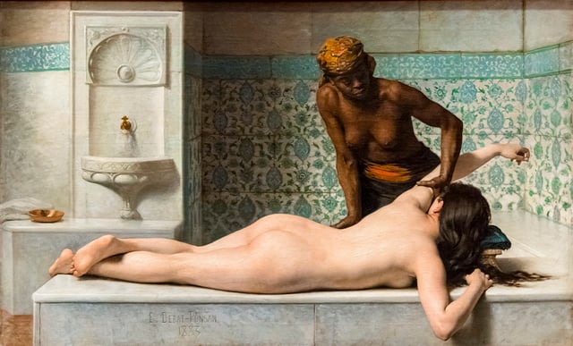 Le massage: scène au Hammam by Edouard Debat-Ponsan (1883)