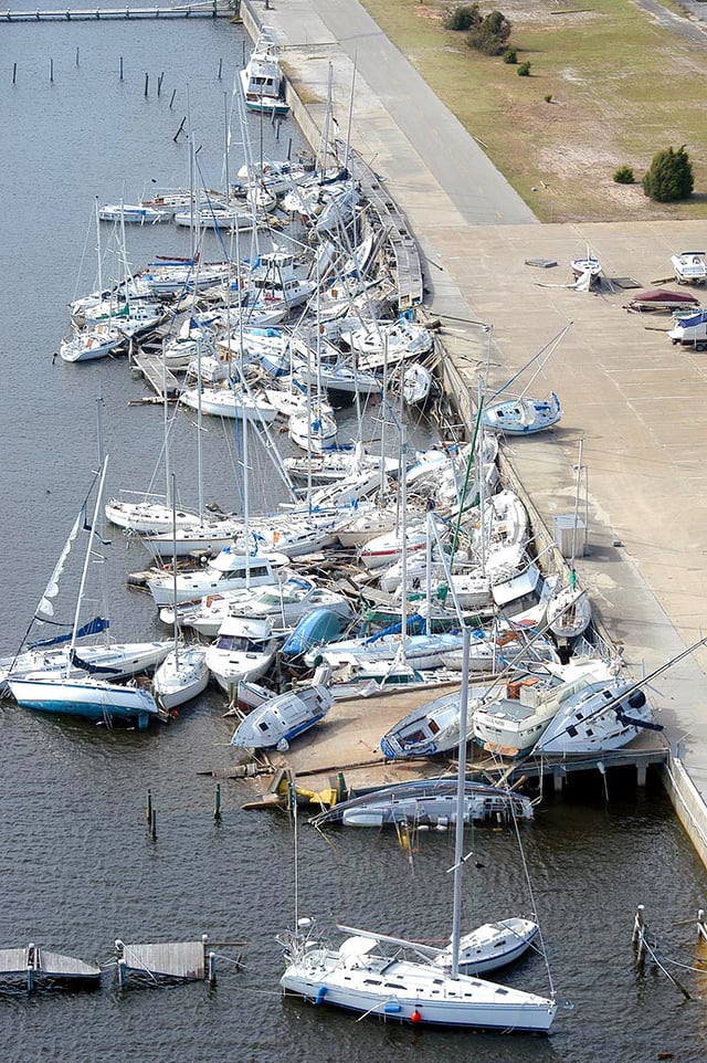 Damage done by Hurricane Ivan in 2004 at the bayou near Naval Air Station