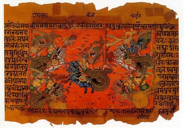 The battle of Kurukshetra, folio from the Mahabharata
