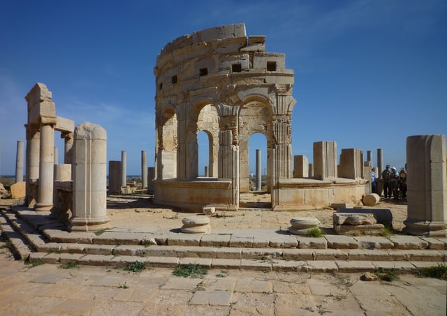 Ruins of the macellum (market-place) at Leptis Magna, Carthage
