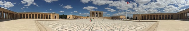 A panorama of Atatürk's Mausoleum. It is the most popular sight of Ankara. (Image with notes).