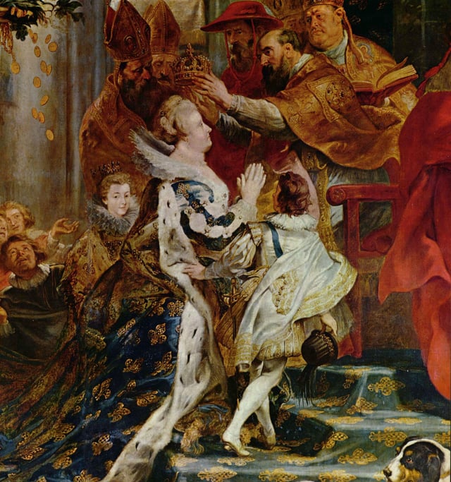 Coronation of Marie de' Medici in St. Denis(detail), by Peter Paul Rubens, 1622–1625.