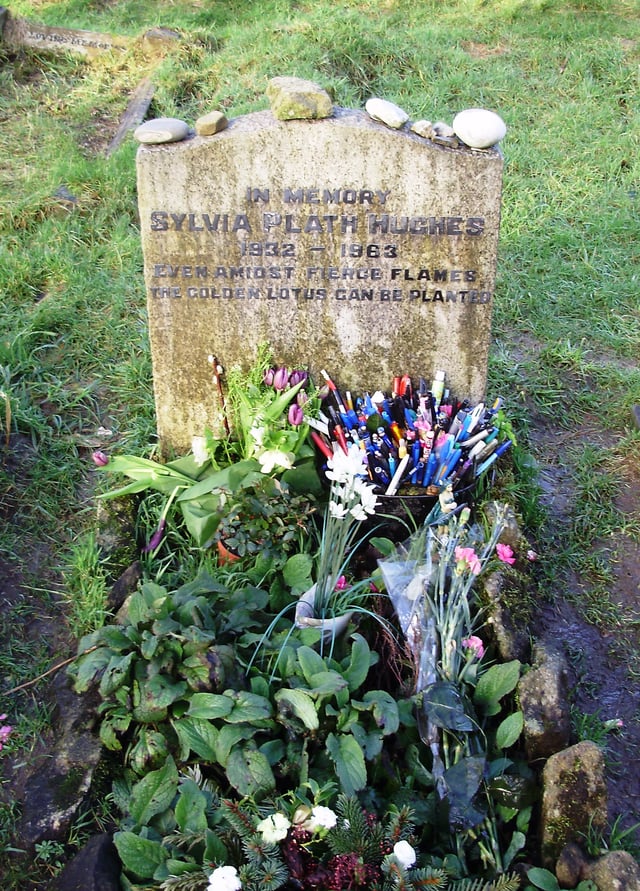 Plath's grave at Heptonstall church, West Yorkshire