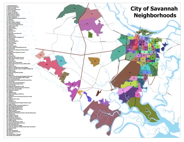 Map of Savannah neighborhoods