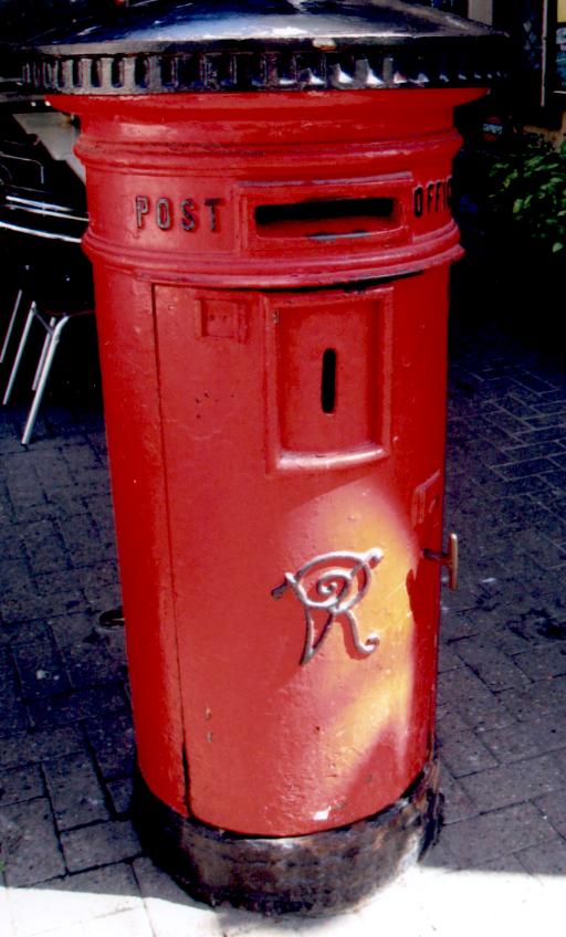 A Victorian post box of standard 1887 UK design in use in Gibraltar's Main Street (2008).