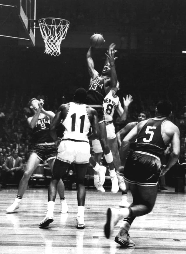 Wilt Chamberlain averaged 41.5 points per game and 25.1 rebounds per game during his five and a half seasons with the Warriors.