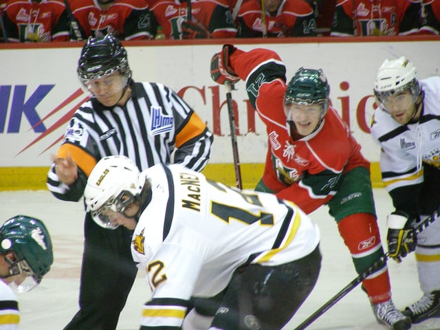 A ice hockey game between the Cape Breton Screaming Eagles, and the Halifax Mooseheads, two Major Junior hockey teams in Nova Scotia