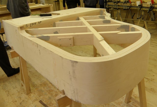 Outer rim of Estonia grand piano during the manufacturing process
