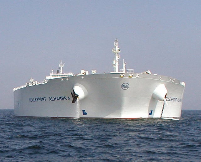 Hellespont Alhambra (now TI Asia), a ULCC TI-class supertanker, which are the largest ocean-going oil tankers in the world
