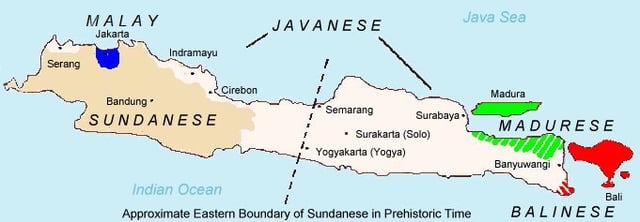 Languages spoken in Java (Javanese is shown in white).