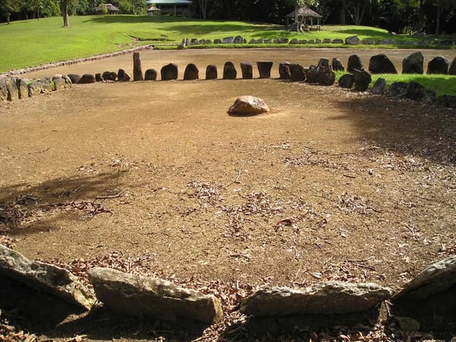 Caguana Ceremonial ball court (batey), outlined with stones