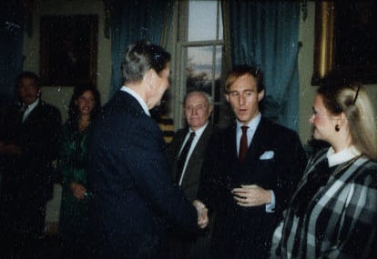 Stone greeting President Ronald Reagan in 1985