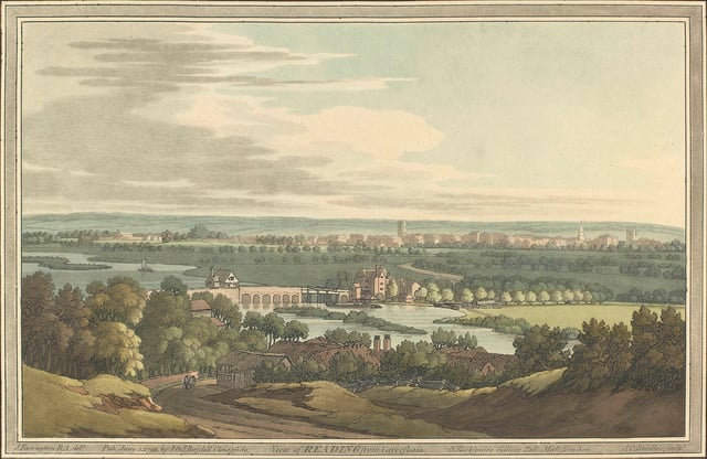 View of Reading from Caversham by Joseph Farington in 1793
