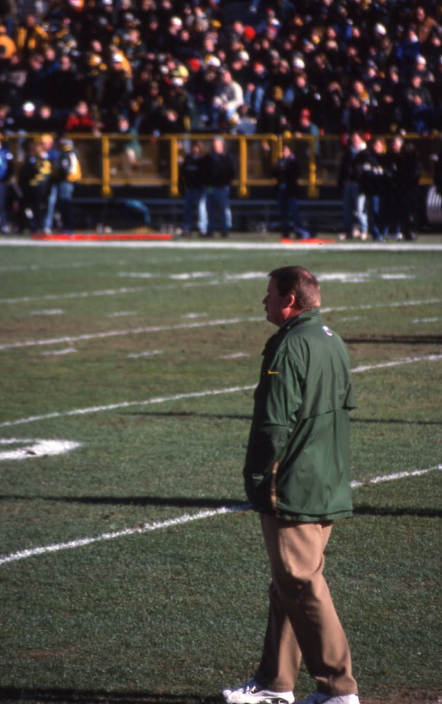 Holmgren, one of three Packer coaches to win a Super Bowl, pictured in 1998