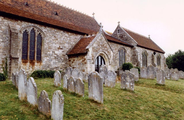 Graveyard on the grounds of the church in the town of Brading