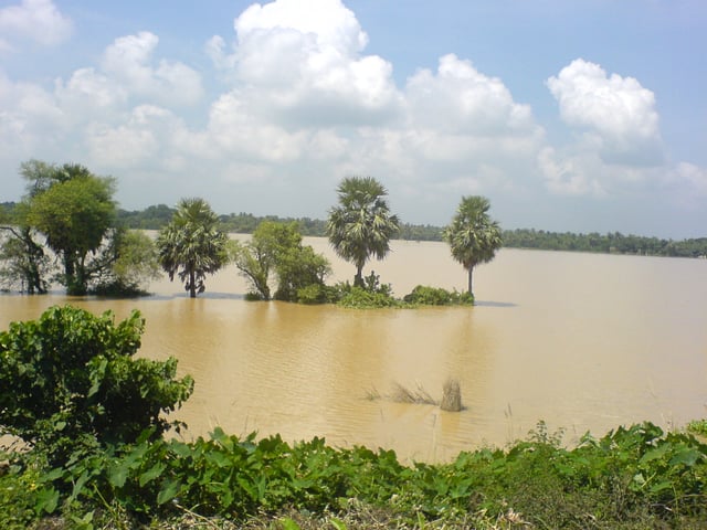 Many areas remain flooded during the heavy rains brought by a monsoon.