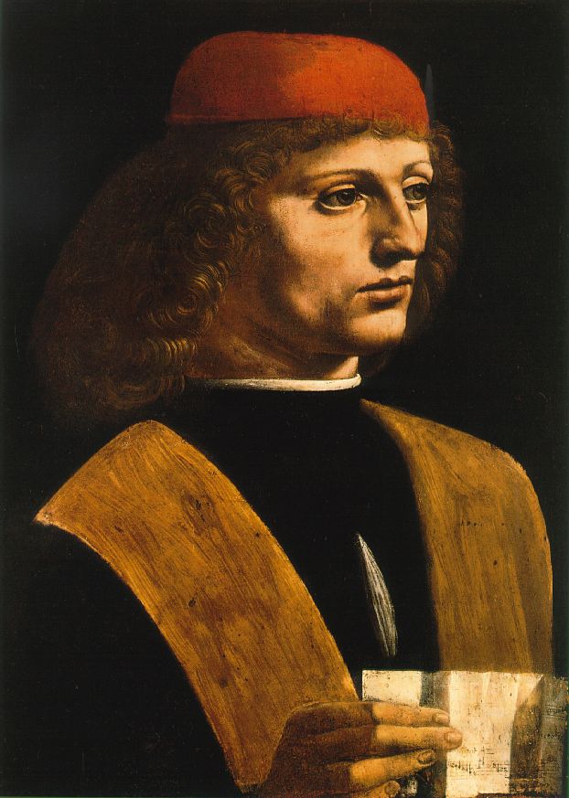 The Portrait of a Musician, oil on wood painting by Leonardo da Vinci.
